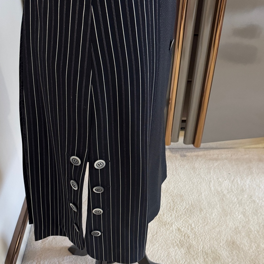 Alberto Makali Black Pinstripe Blazer Coat - Picture 2 of 3